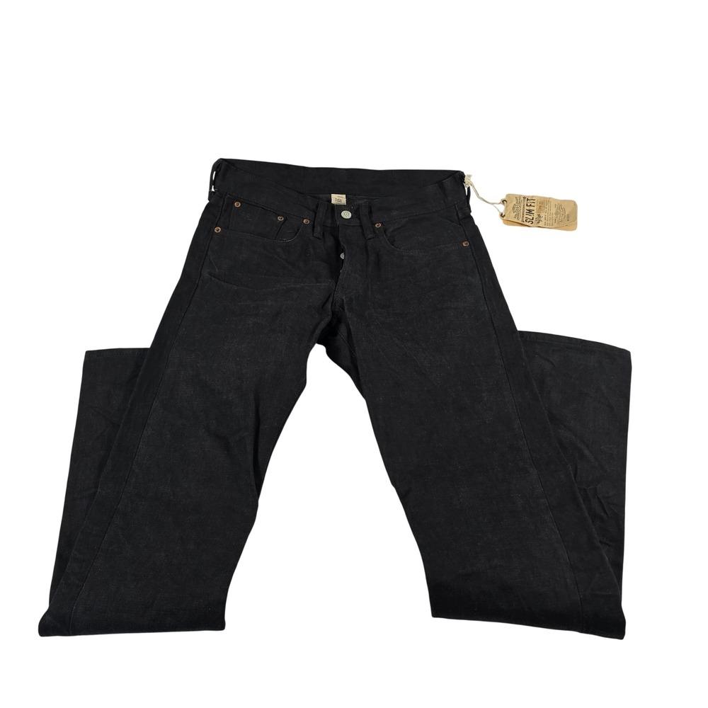 RRL Double RL Mens Slim Fit Black Japan Woven Selvedge Denim Jeans 29x32 USA‎